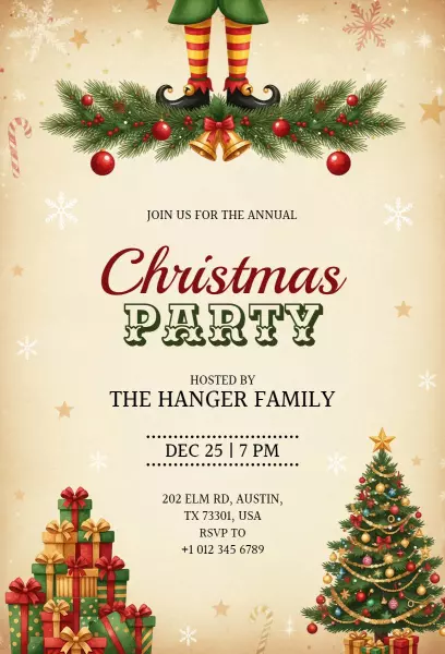 Festive Traditional Christmas Gathering Celebration Invitation Template