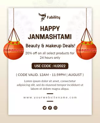 Festive Traditional Janmashtami Beauty Sale Poster Template