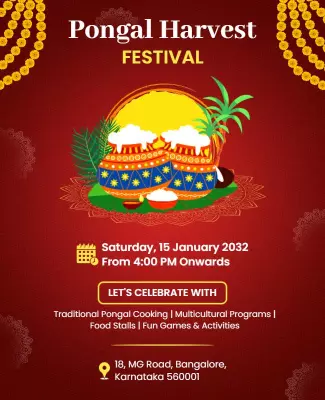 Festive Traditional Pongal Harvest Celebration Poster Template