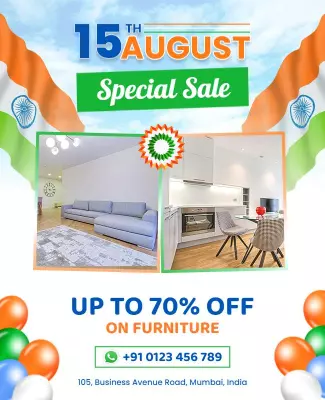Festive Tricolor Independence Day Furniture Sale Poster Template