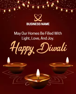 Festive Warm Diwali Celebration with Lamps Poster Template