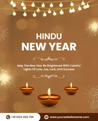 Festive Warm Hindu New Year Celebration Poster Template