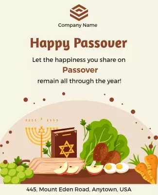 Festive Warm Passover Celebration with Family Flyer Template