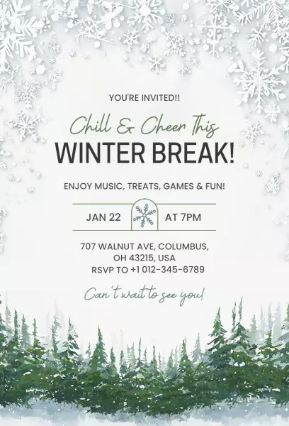 Festive Winter Break Celebration Party Invitation Template