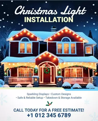 Festive Winter Christmas Light Installation Service Poster Template