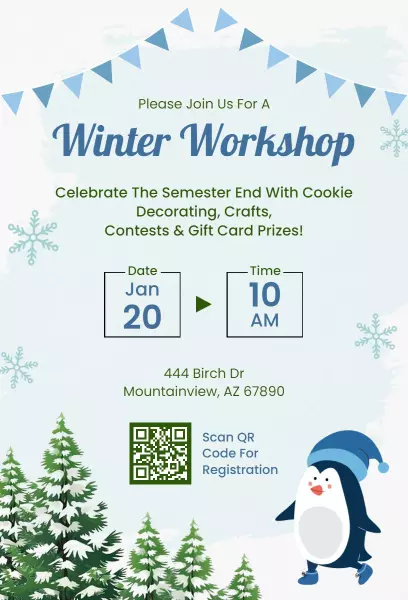 Festive Winter Crafts Cookie Decorating Workshop Invitation Template