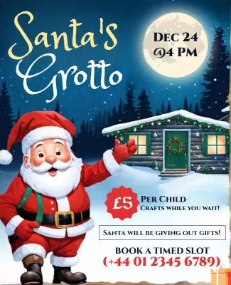 Festive Winter Santa's Grotto Christmas Event Poster Template