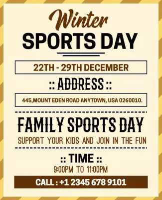 Festive Winter Sports Day Family Event Poster Template
