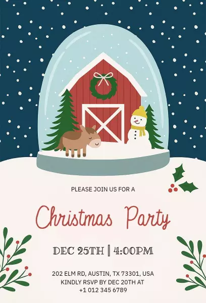 Festive Winter Wonderland Christmas Party Invitation Template