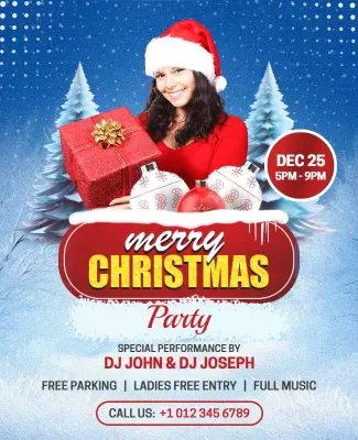 Festive Winter Wonderland Merry Christmas Party Poster Template