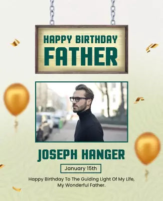 Festive Yellow and Green Birthday Celebration for Father Poster Template
