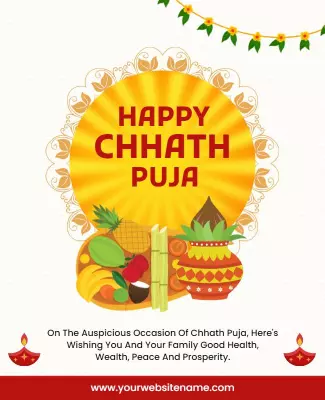 Festive Yellow Chhath Puja Celebration Poster Template