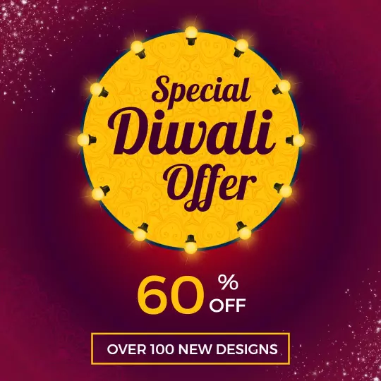 Festive Yellow Diwali Offer with Decorative Lights Ad Template