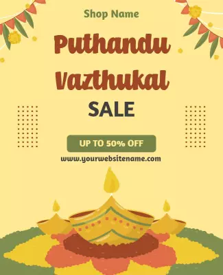 Festive Yellow Diwali Sale Celebration Poster Template