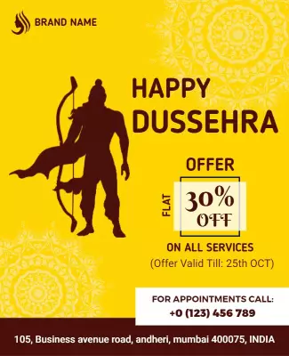 Festive Yellow Dussera Sale with Archer Design Poster Template