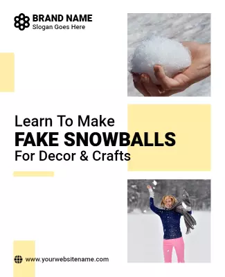 Festive Yellow Fake Snowballs Crafting Guide Poster Template