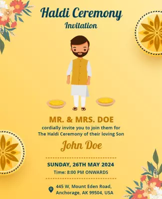 Festive Yellow Haldi Ceremony Invitation Poster Template