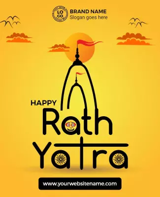 Festive Yellow Happy Rath Yatra Celebration Poster Template
