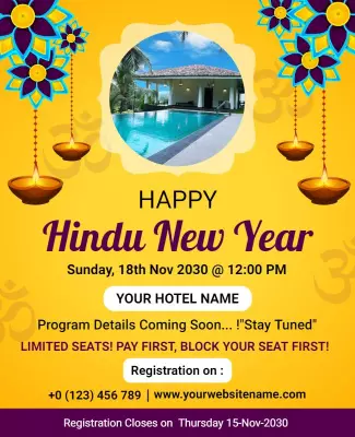 Festive Yellow Hindu New Year Celebration Poster Template
