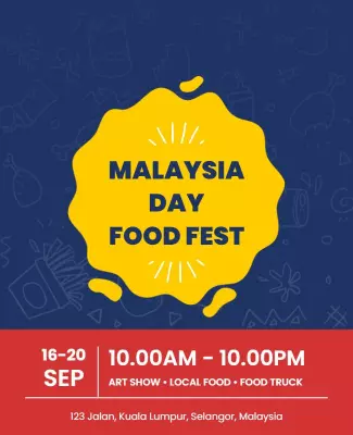 Festive Yellow Malaysia Day Food Festival Poster Template