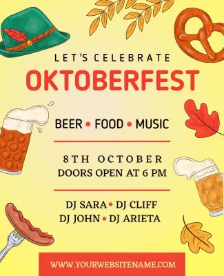 Festive Yellow Oktoberfest Beer and Food Celebration Poster Template