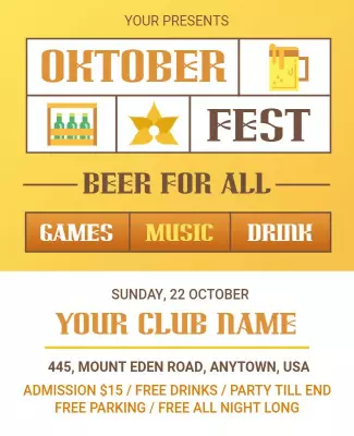 Festive Yellow Oktoberfest Beer Celebration Poster Template