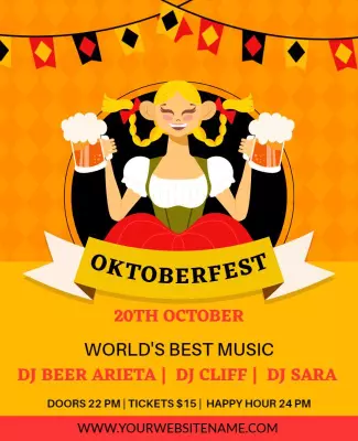 Festive Yellow Oktoberfest Celebration Music Party Poster Template