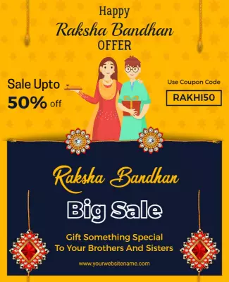 Festive Yellow Raksha Bandhan Sale Offer Poster Template