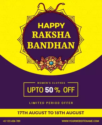 Festive Yellow Raksha Bandhan Sale Women's Clothes Poster Template