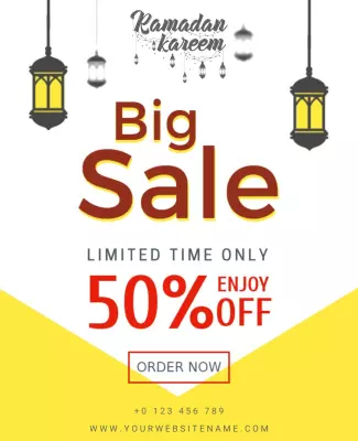Festive Yellow Ramadan Kareem Big Sale Poster Template