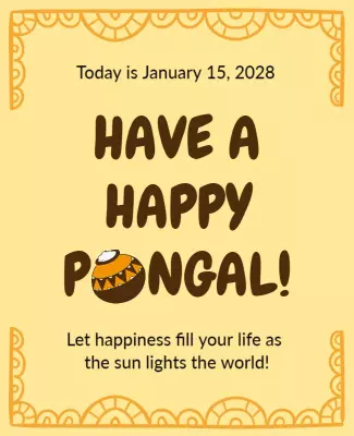 Festive Yellow Traditional Pongal Celebration Poster Template