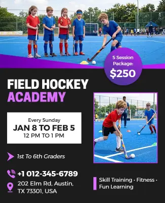 Field Hockey Training Academy Flyer Template