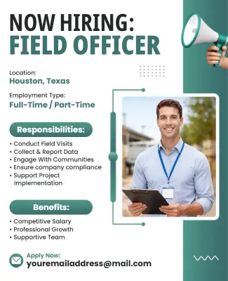 Field Officer Job Vacancy Announcement Flyer Template