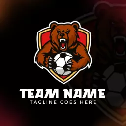 Fierce Bear Holding a Soccer Ball Represents Sports Team Logo Template