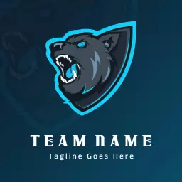Fierce Blue and Black Wolf Emblem for Esports Team Logo Template