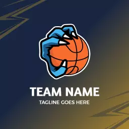Fierce Blue Claw Grasping a Bright Orange Basketball Logo Template