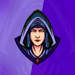 Fierce Female Avatar in Dark Hood Represents Esports Logo Template