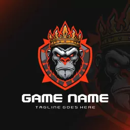 Fierce Gorilla with Crown Represents Competitive Esports Logo Template