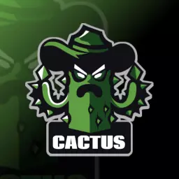 Fierce Green Cactus Mascot with Cowboy Hat Logo Template
