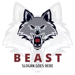 Fierce Grey Wolf Design Representing Power and Strength Logo Template