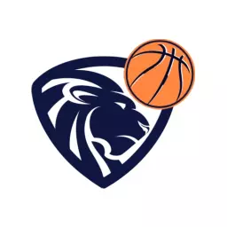 Fierce Lion Emblem with Orange Basketball for Sports Team Logo Template