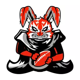 Fierce Red and Black Rabbit Mascot Representing Sports Logo Template