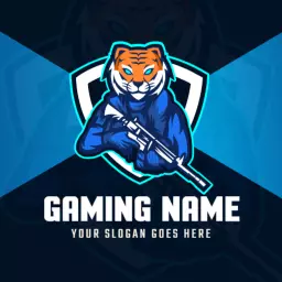 Fierce Tiger Mascot with Blue Background for Esports Logo Template