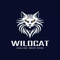 Fierce Wildcat Design with Striking Features Logo Template