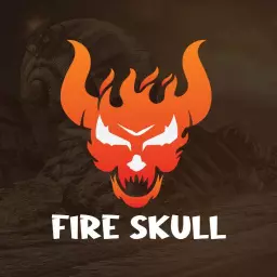Fiery Orange Demon Skull Design with Aggressive Features Logo Template