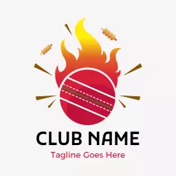 Fiery Red Cricket Ball Representing Competitive Team Spirit Logo Template