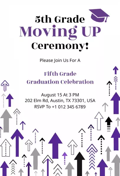 Fifth Grade Moving Up Graduation Celebration Invitation Template