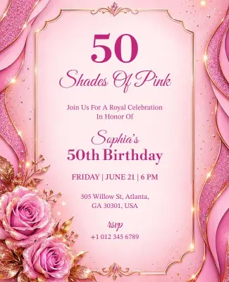 Fifty Shades of Pink Birthday Invitation Flyer Template