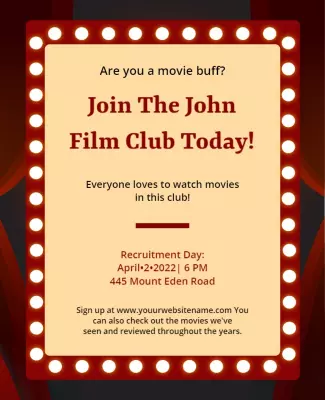 Film Club Recruitment Event Flyer Template
