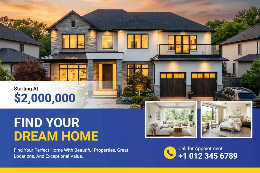 Find Your Dream Home Real Estate Postcard Template